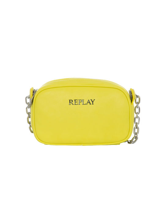 Replay Din piele Geantă de damă Crossbody Galbenă