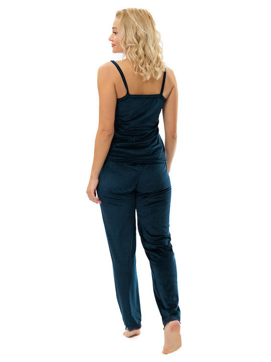 VIolet Winter Damen Robe mit Pyjama Blau