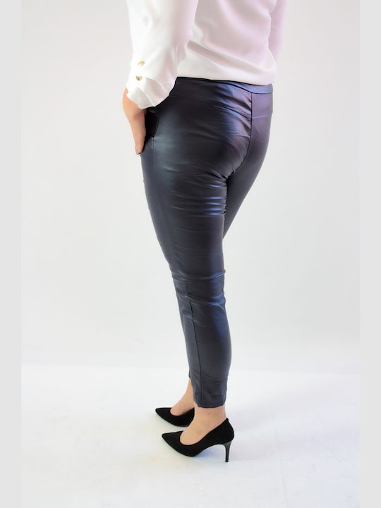 Brak Women's Leather Trousers with Elastic blue navy