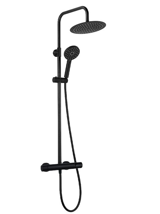 AQG Nite Adjustable Shower Column with Mixer 95-150 cm Black