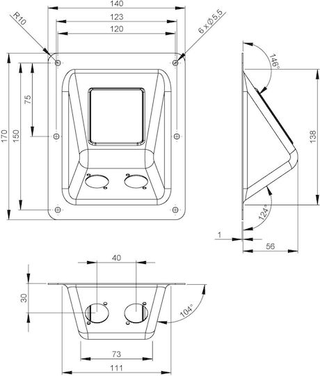 Adam Hall Panel Speaker Base 2 Speakon Sockets 170x140mm Plug Speakon (80120-001)