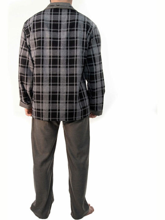 Νικηφόρος Men's Winter Pajamas Set Gray