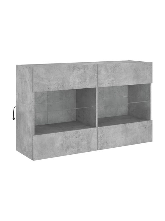 Wand Wohnzimmer-Vitrine mit Glas & Lichtanschluss Grey 98.5x30x60.5cm