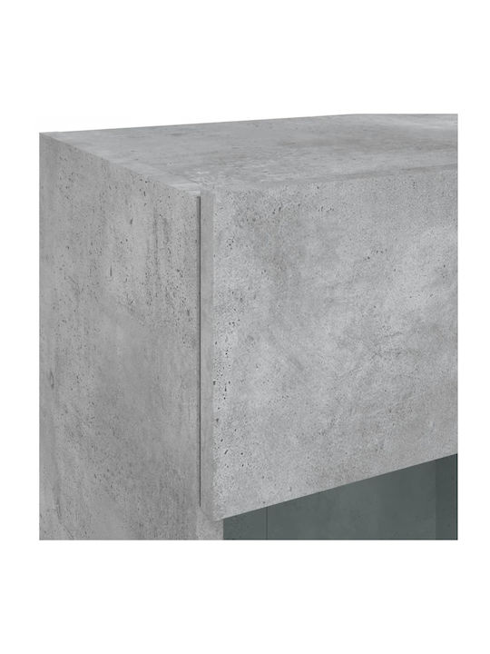 Wand Wohnzimmer Vitrine aus Spanplatte mit Glas & Beleuchtung Grey 40x30x60.5cm