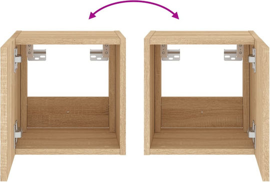 Wall Living Room Display Cabinet made of Particleboard with Glass & Lighting Sonoma Oak 30.5x35x30cm