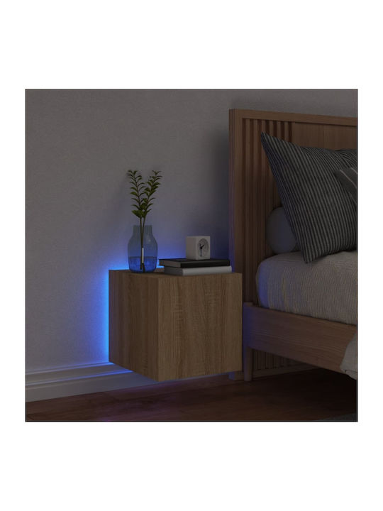 Wall Living Room Display Cabinet made of Particleboard with Glass & Lighting Sonoma Oak 30.5x35x30cm