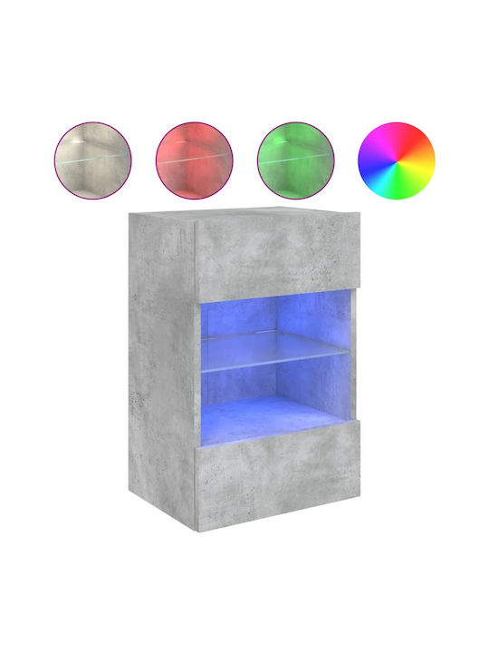 Wand Wohnzimmer Vitrine aus Spanplatte mit Glas & Beleuchtung Grey 40x30x60.5cm