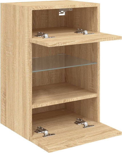 Wall Living Room Display Cabinet made of Particleboard with Glass & Lighting Sonoma Oak 40x30x60.5cm