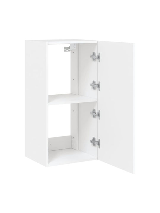 Wall Living Room Display Cabinet made of Particleboard with Glass & Lighting White 40.5x35x80cm