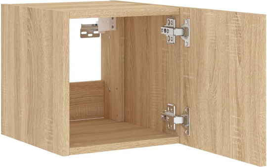 Wall Living Room Display Cabinet made of Particleboard with Glass & Lighting Sonoma Oak 30.5x35x30cm