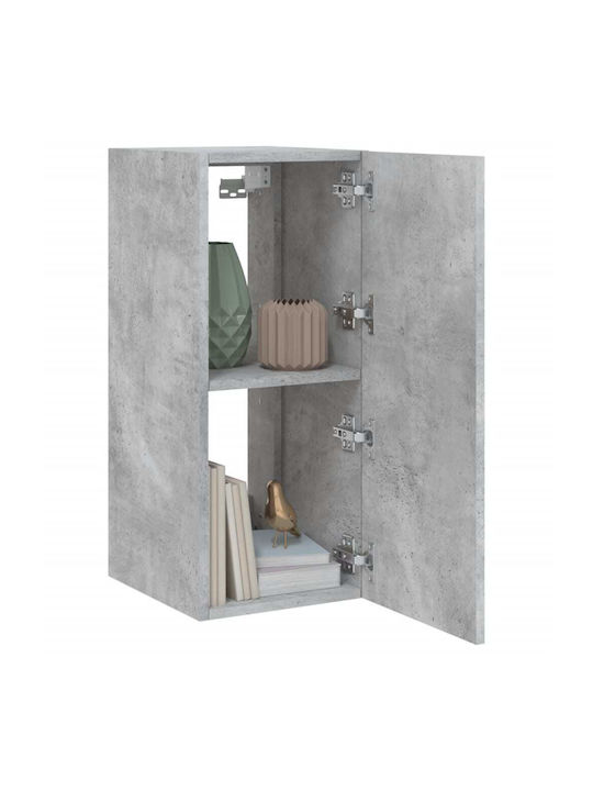 Wand Wohnzimmer Vitrine aus Spanplatte mit Glas & Beleuchtung Grey 30.5x35x70cm