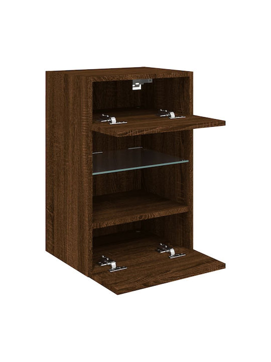 Wand Wohnzimmer Vitrine aus Spanplatte mit Glas & Beleuchtung Coffee 40x30x60.5cm