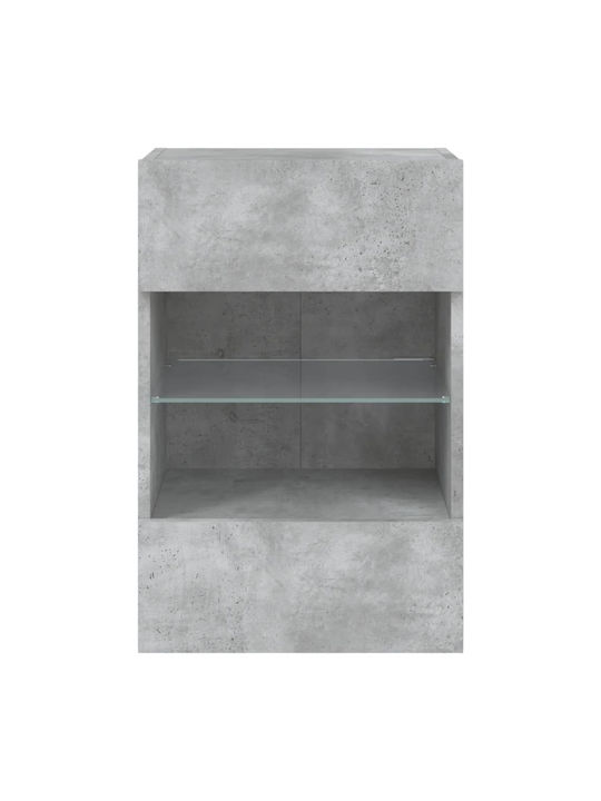 Wand Wohnzimmer Vitrine aus Spanplatte mit Glas & Beleuchtung Grey 40x30x60.5cm