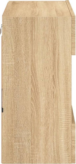 Wall Living Room Display Cabinet made of Particleboard with Glass & Lighting Sonoma Oak 58.5x30x60.5cm