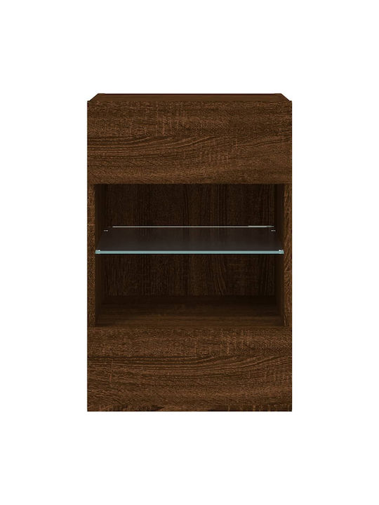 Wand Wohnzimmer Vitrine aus Spanplatte mit Glas & Beleuchtung Coffee 40x30x60.5cm