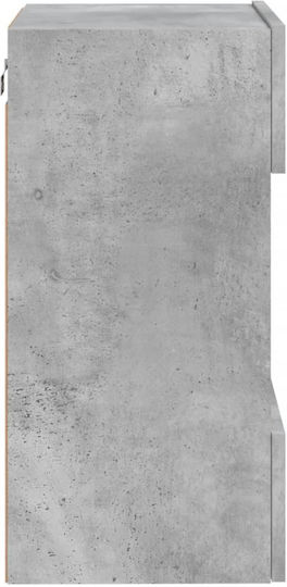 Vitrină de Perete pentru Sufragerie din Placă Aglomerată Gri cu Geam și Iluminare LED 40x30x60.5 cm