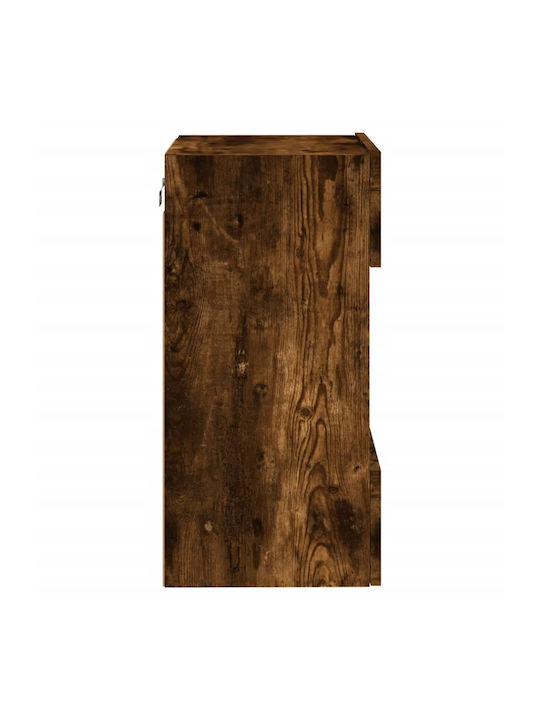 Wall Living Room Display Cabinet made of Particleboard with Glass & Lighting Smoky Oak 40x30x60.5cm
