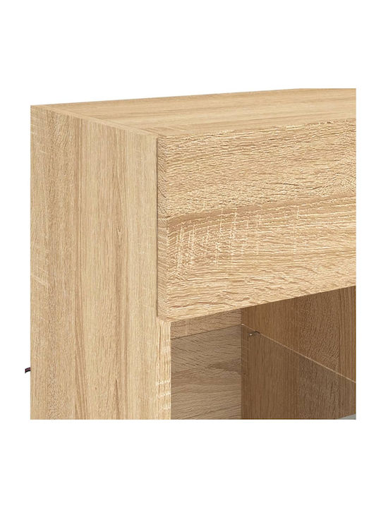 Wall Living Room Display Cabinet made of Particleboard with Glass & Lighting Sonoma Oak 58.5x30x60.5cm