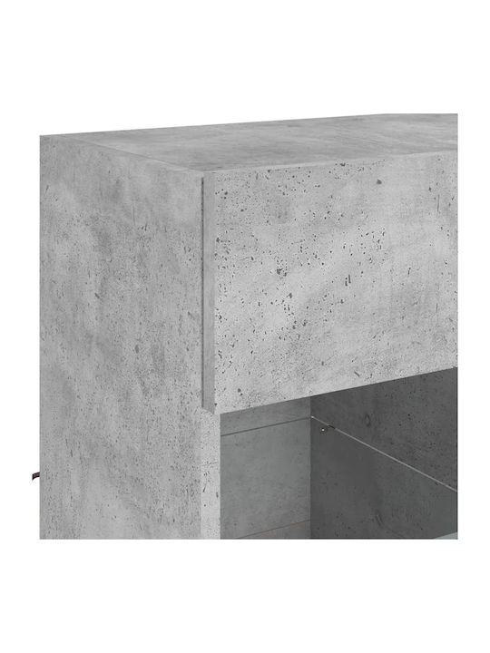 Wand Wohnzimmer Vitrine aus Spanplatte mit Glas & Beleuchtung Grey 58.5x30x60.5cm