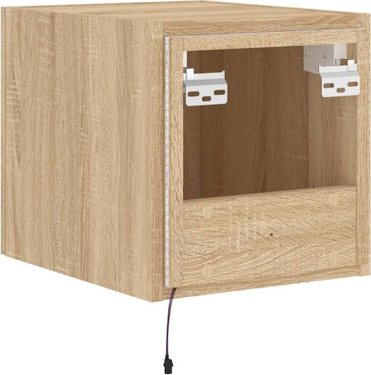 Wall Living Room Display Cabinet made of Particleboard with Glass & Lighting Sonoma Oak 30.5x35x30cm