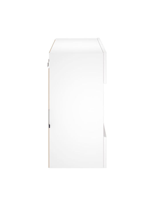 Wall Living Room Display Cabinet made of Particleboard with Glass & Lighting White 78.5x30x60.5cm