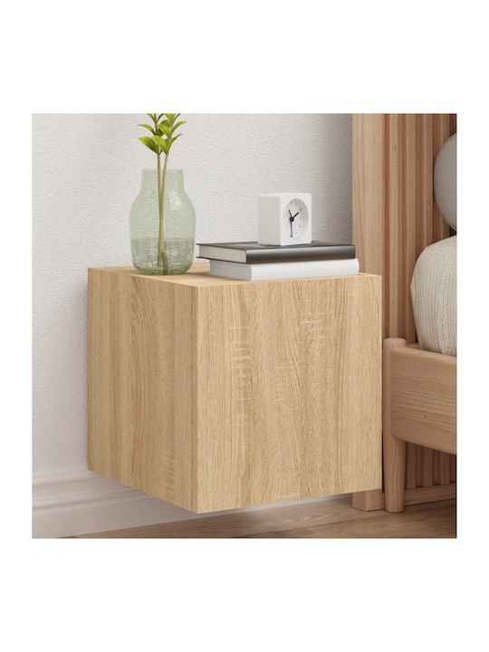 Wall Living Room Display Cabinet made of Particleboard with Glass & Lighting Sonoma Oak 30.5x35x30cm
