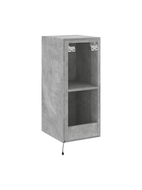 Wand Wohnzimmer Vitrine aus Spanplatte mit Glas & Beleuchtung Grey 30.5x35x70cm