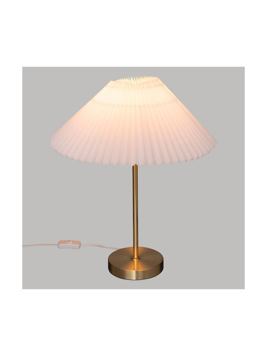 A-s Metal Table Lamp for Socket E27 with White Shade and Gold Base