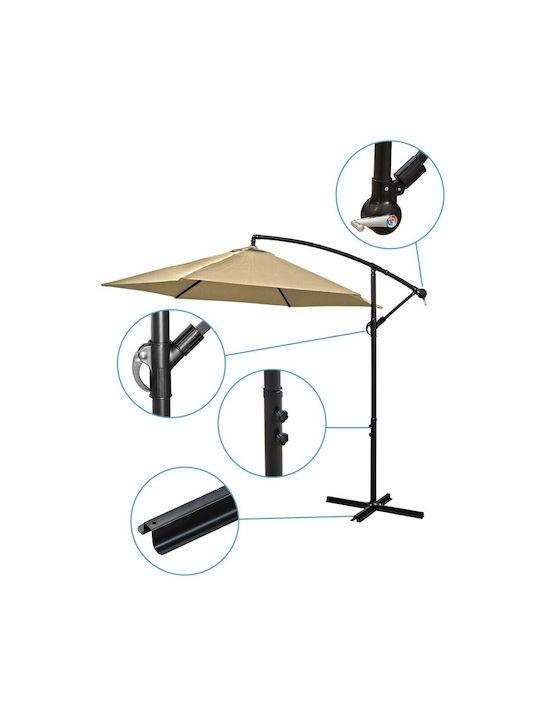 Hanging Circular Aluminum Beige Garden & Terrace Parasol Φ3m