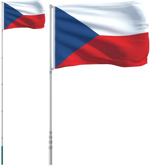 Steagul Cehiei Poliester cu Mâner lung 5,55 m din aluminiu
