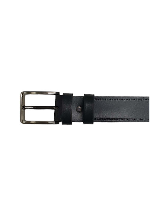 Kouros Men's Leather Wide Belt Black