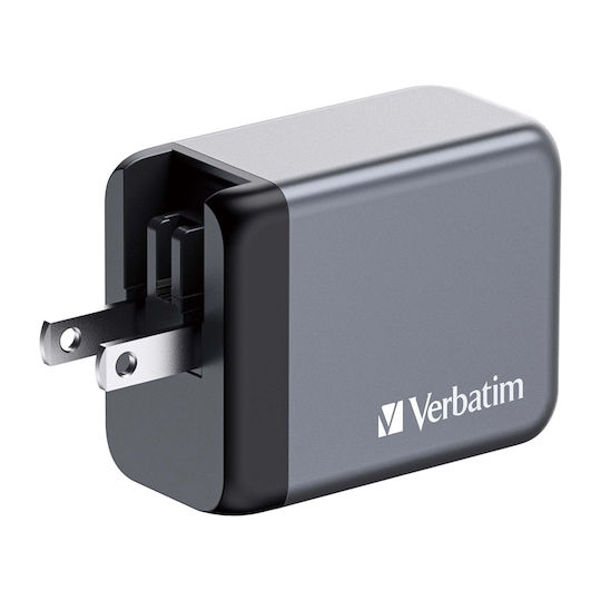 Verbatim Φορτιστής Χωρίς Καλώδιο GaN με Θύρα USB-A και 2 Θύρες USB-C 65W Power Delivery / Quick Charge 3.0 Γκρι (GNC-65)