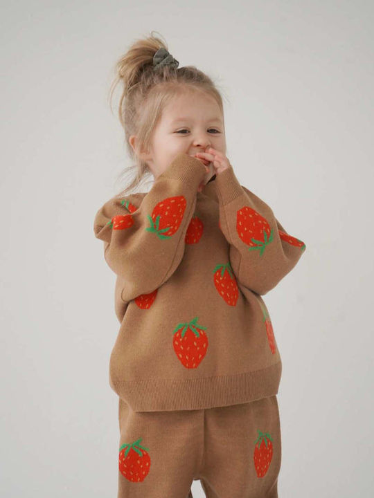Kinderpullover Langarm Strawberry Brown