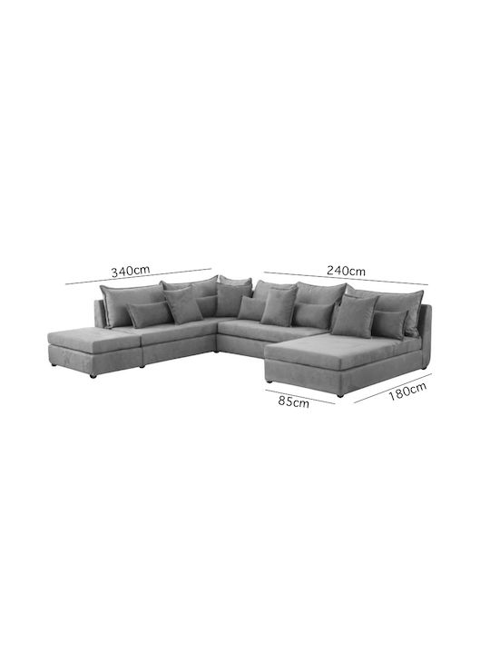 Ecksofa in U-Form Grau 340x240cm