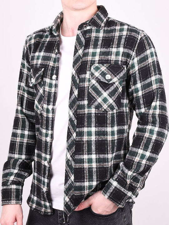 Kedi Men's Shirt Long Sleeve Checked Green