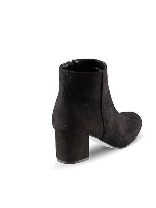 La Coquette Suede Women's Ankle Boots with Medium Heel Black