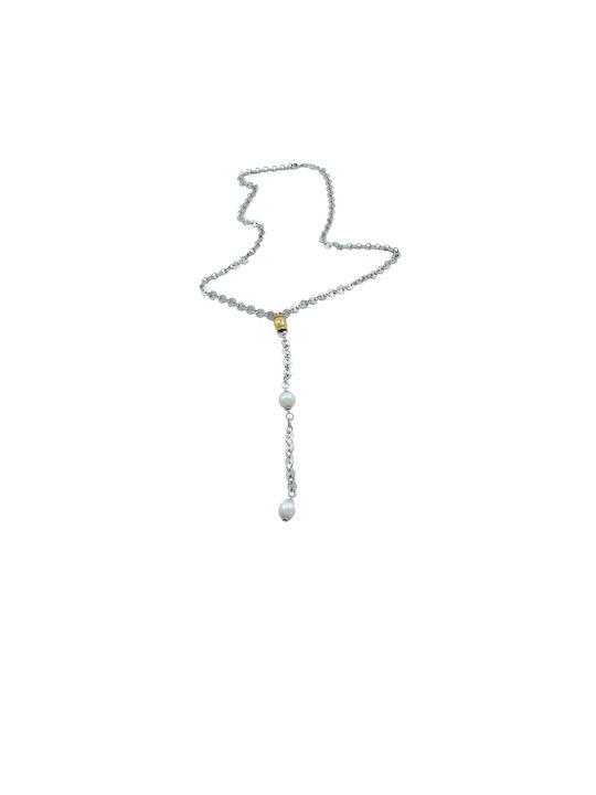 Necklace from White Gold 14K with Pearls