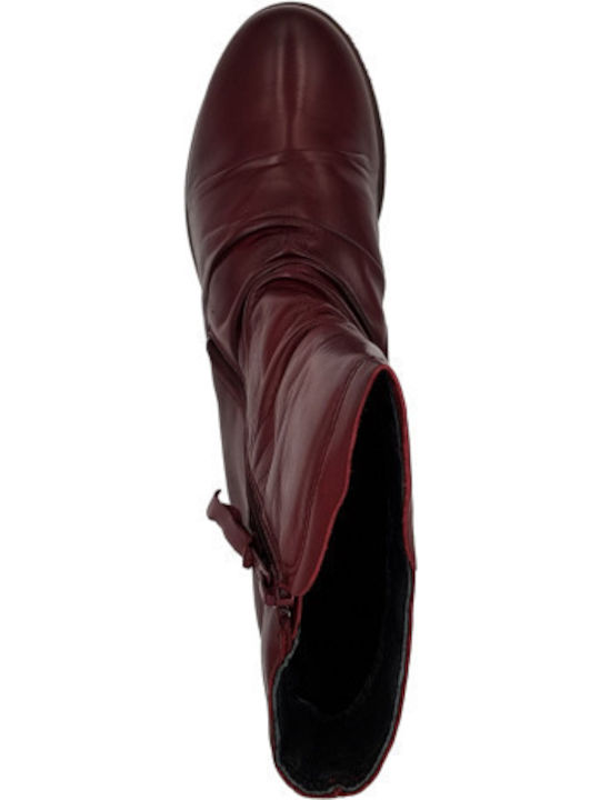 Leder Stiefeletten Damen Burgundisch