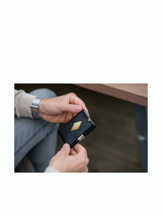 Дървен Мъжки Портфейл За Карти С RFID И Със Слайд Механизъм Черен