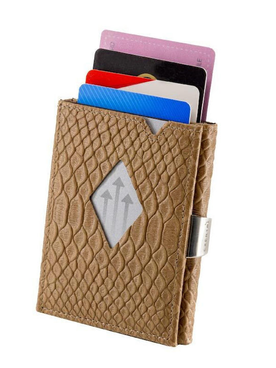 Δερμάτινο Ανδρικό Πορτοφόλι Καρτών με RFID και Μηχανισμό Slide Καφέ