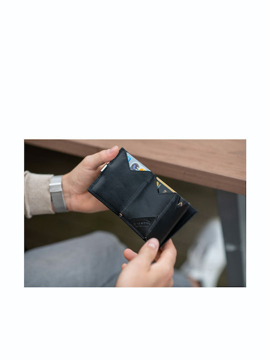 Дървен Мъжки Портфейл За Карти С RFID И Със Слайд Механизъм Черен