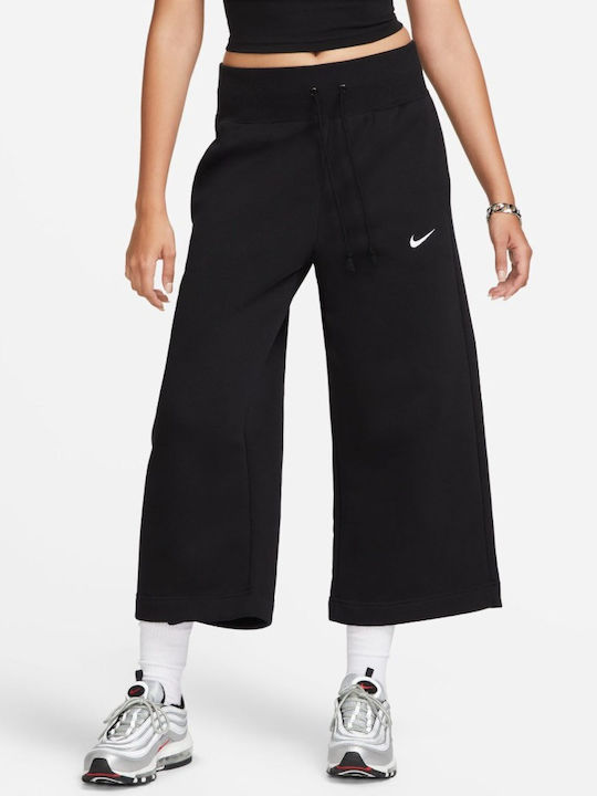 Nike Дамски Висока талия Тъкан Капри Панталон в Свободна Кройка Black