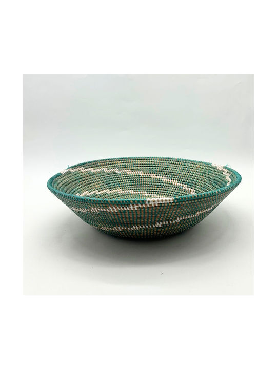 Fruit Bowl Wicker Green 40x40x10cm