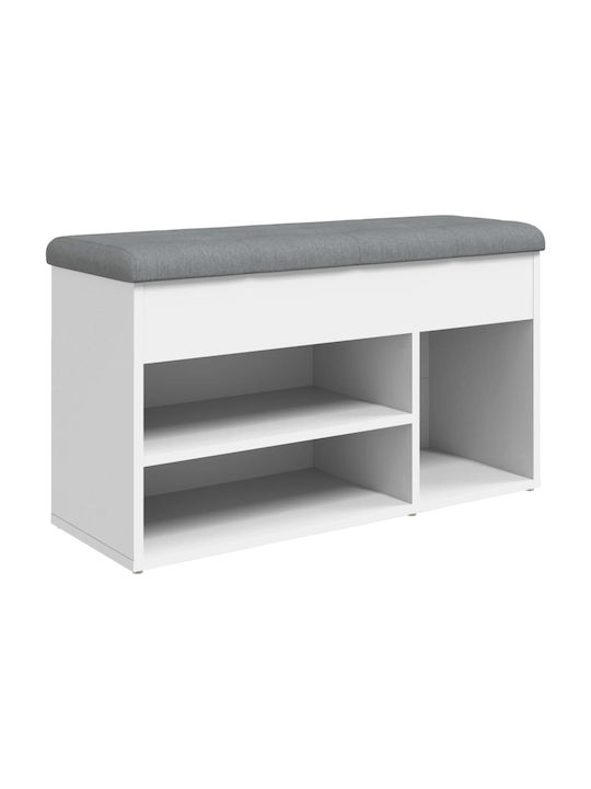 Mobilier de hol cu dulap pentru pantofi și bancă Alb 82x32x45.5buc