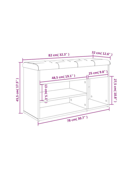 Entry Furniture with Shoe Rack & Bench Oaks 82x32x45.5cm