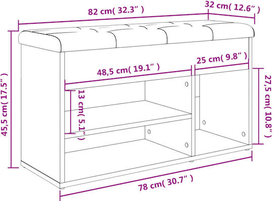 Entry Furniture with Shoe Rack & Bench Oaks 82x32x45.5cm