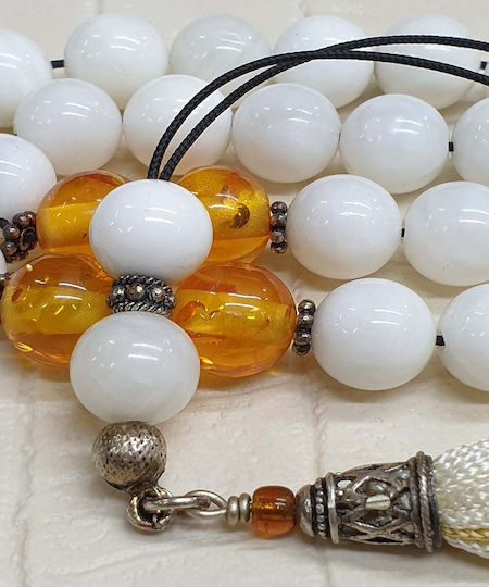 Roloi Komboloi Glass Worry Beads White 32cm