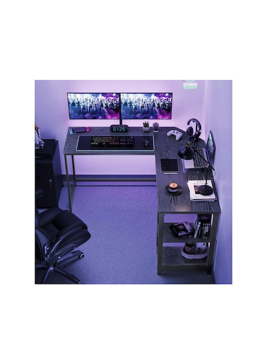 Corner Desk Wooden Black with Metal Legs 138x138x75cm