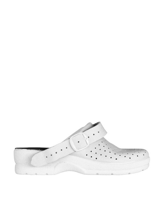 Goldenfit Leather Anatomic Clogs White