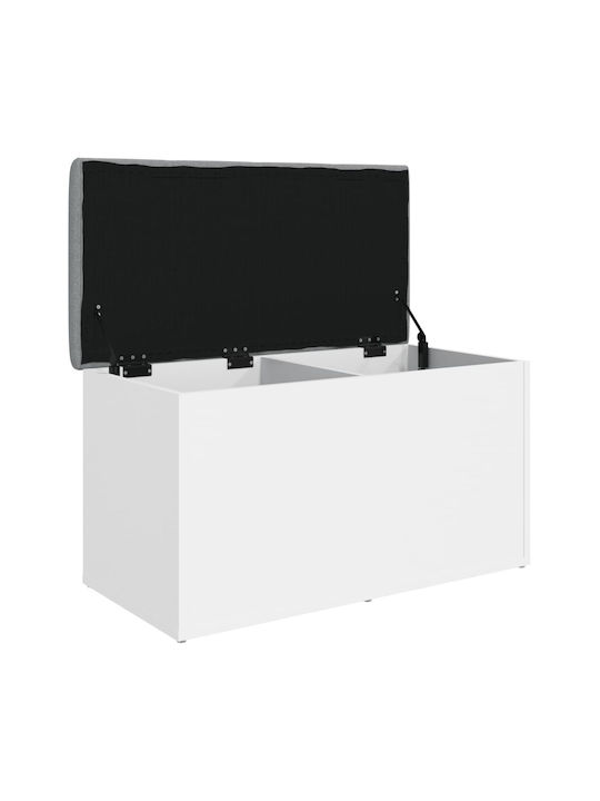 Stool For Living Room With Storage Space Wooden White 82x42x45cm